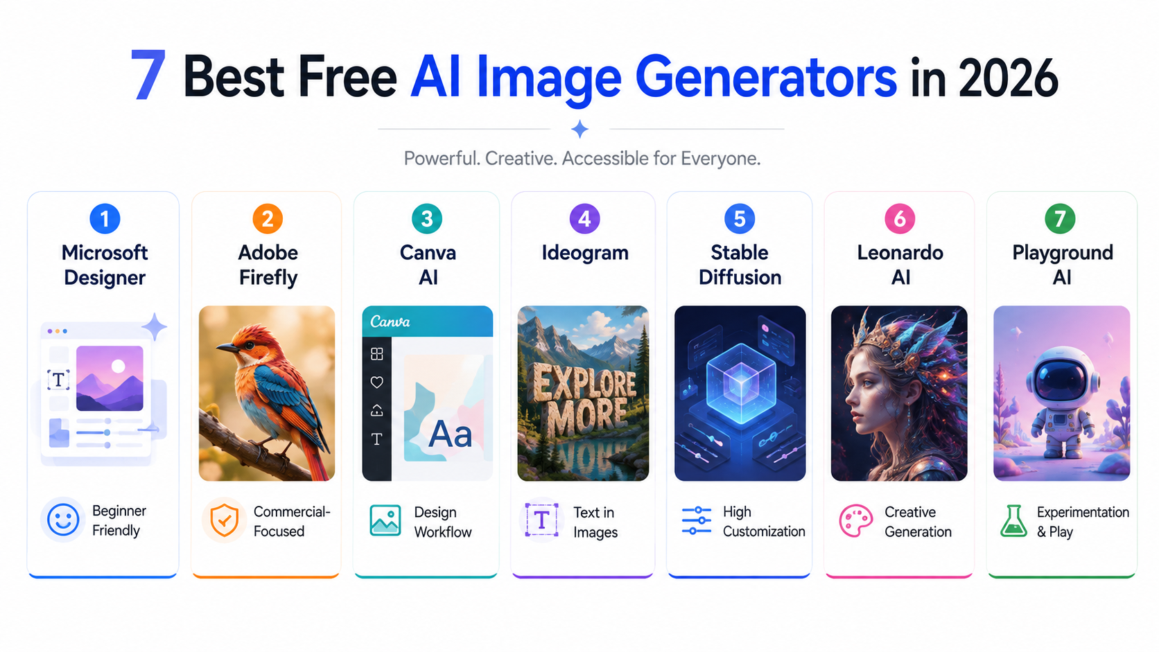Comparison of the 7 best free AI image generators in 2026